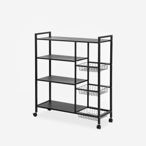 Carrello cucina portafrutta con ruote 4 scaffali 90x32x108cm Faris Plus Promozione