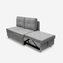 Divano letto 2 posti estraibile salvaspazio in tessuto grigio Wanda Stock