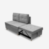 Divano letto 2 posti estraibile salvaspazio in tessuto grigio Wanda Stock