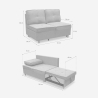 Divano letto 2 posti estraibile salvaspazio in tessuto grigio Wanda Modello
