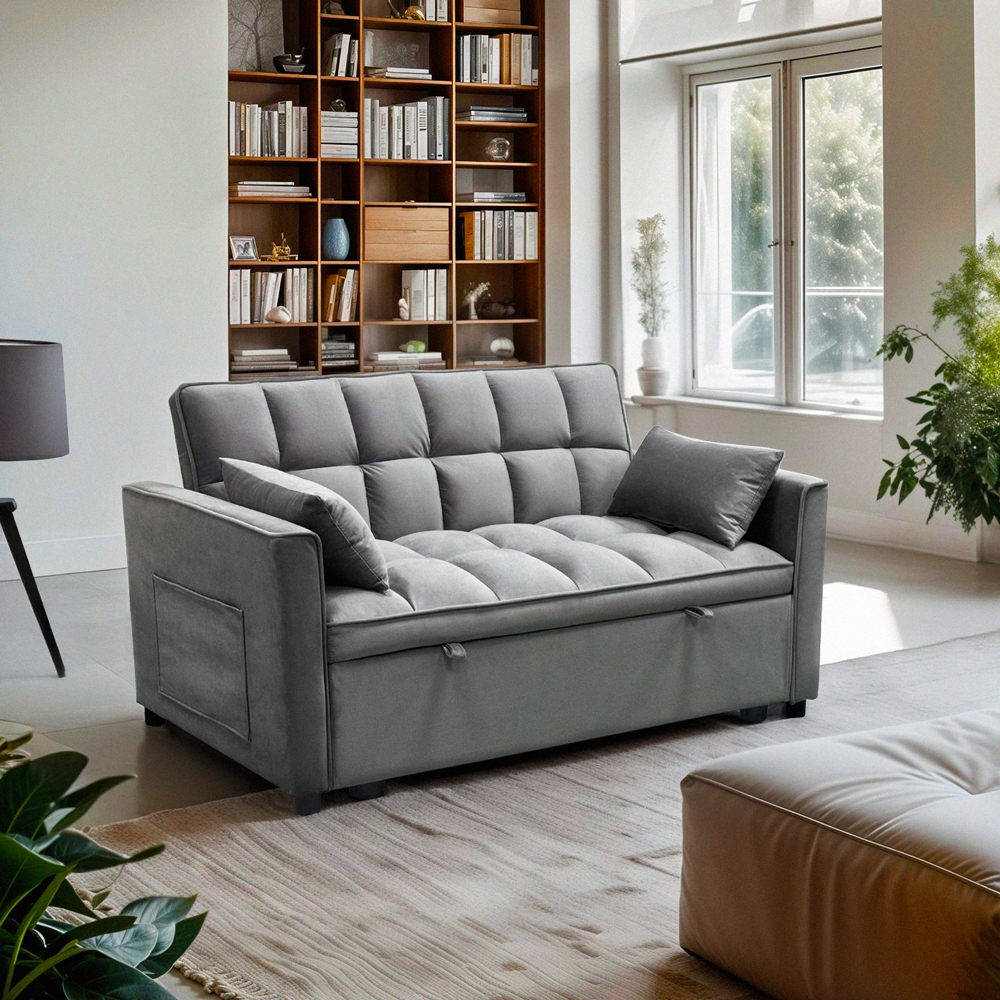 Divano letto 2 posti reclinabile con seduta estraibile grigio Kilios Promozione Divano letto 2 posti reclinabile con seduta estraibile grigio Kilios Promozione