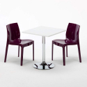 Weiß Quadratisch Tisch und 2 Stühle Farbiges Polypropylen-Innenmastenset Grand Soleil Ice Cocktail Maße