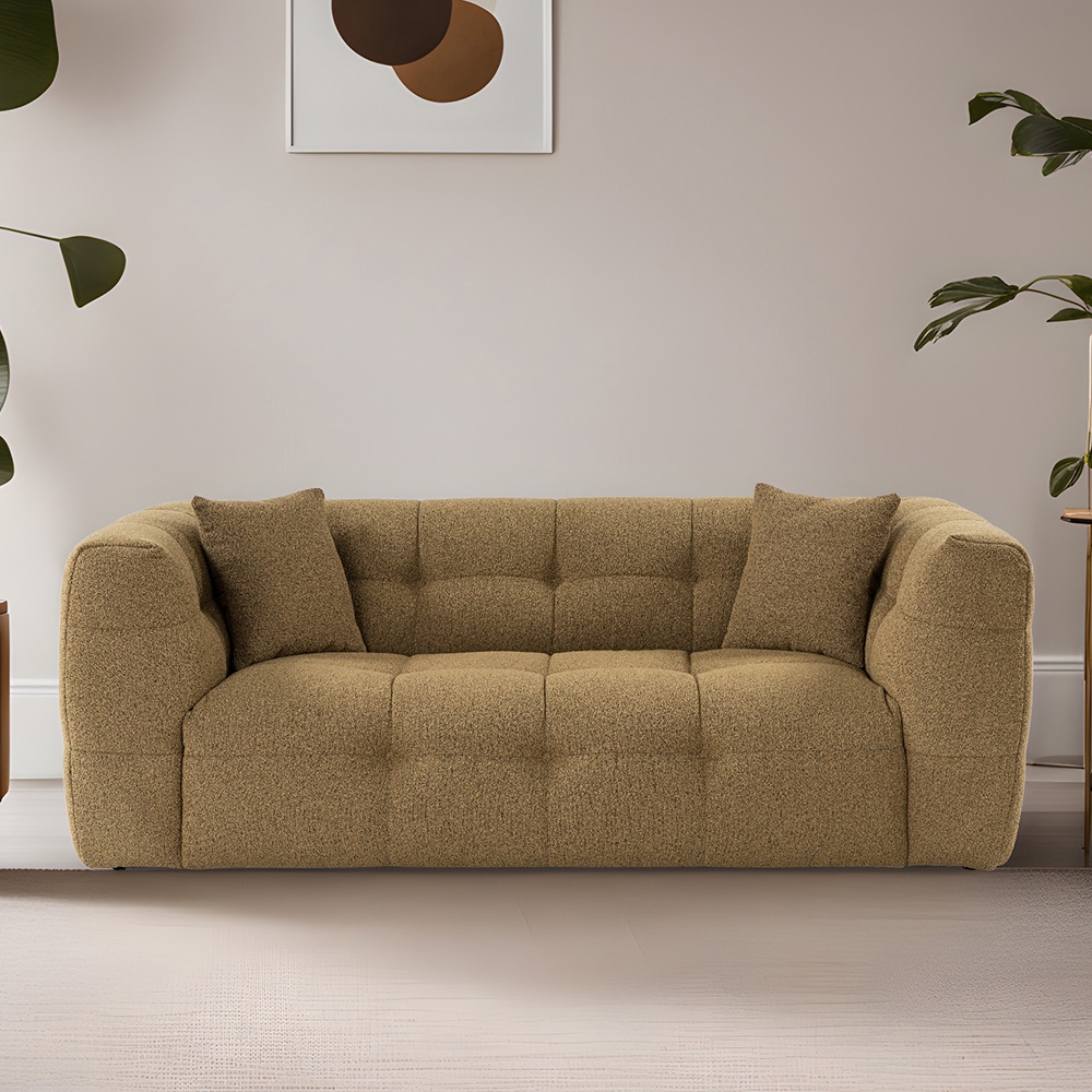 Divano 2 posti moderno in bouclè color kaki 192cm Cady 2 Promozione Divano 2 posti moderno in bouclè color kaki 192cm Cady 2 Promozione