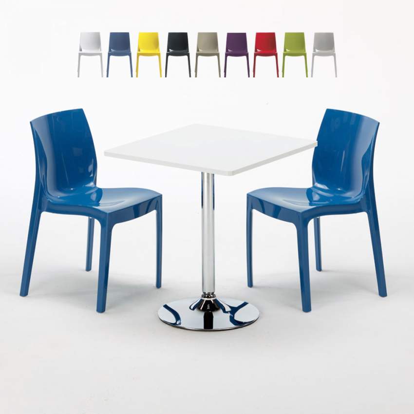 Weiß Quadratisch Tisch und 2 Stühle Farbiges Polypropylen-Innenmastenset Grand Soleil Ice Cocktail Angebot Weiß Quadratisch Tisch und 2 Stühle Farbiges Polypropylen-Innenmastenset Grand Soleil Ice Cocktail Angebot