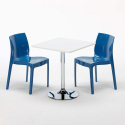 Weiß Quadratisch Tisch und 2 Stühle Farbiges Polypropylen-Innenmastenset Grand Soleil Ice Cocktail 
