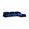Divano modulare componibile 4 posti blu con poggiapiedi in velluto Bubble 3SPV Vendita
