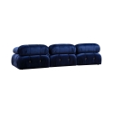 Divano modulare componibile 4 posti blu con poggiapiedi in velluto Bubble 3SPV Offerta