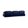 Divano modulare componibile 4 posti blu con poggiapiedi in velluto Bubble 3SPV Offerta