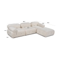 Divano modulare componibile 4 posti blu con poggiapiedi in velluto Bubble 3SPV Misure