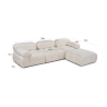 Divano modulare componibile 4 posti blu con poggiapiedi in velluto Bubble 3SPV Misure