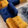 Divano modulare componibile 4 posti blu con poggiapiedi in velluto Bubble 3SPV Modello