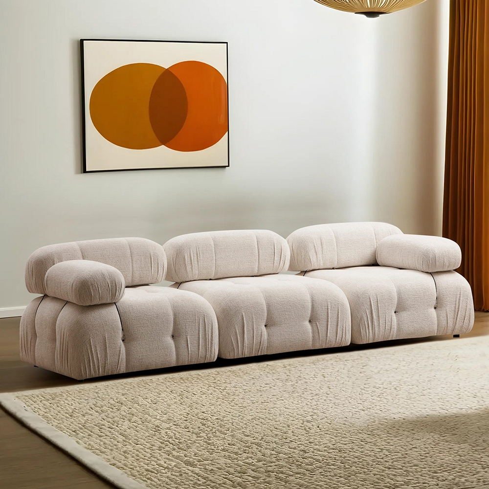 Canapé modulable crème 4 places en tissu Bubble 3S Promotion Canapé modulable crème 4 places en tissu Bubble 3S Promotion