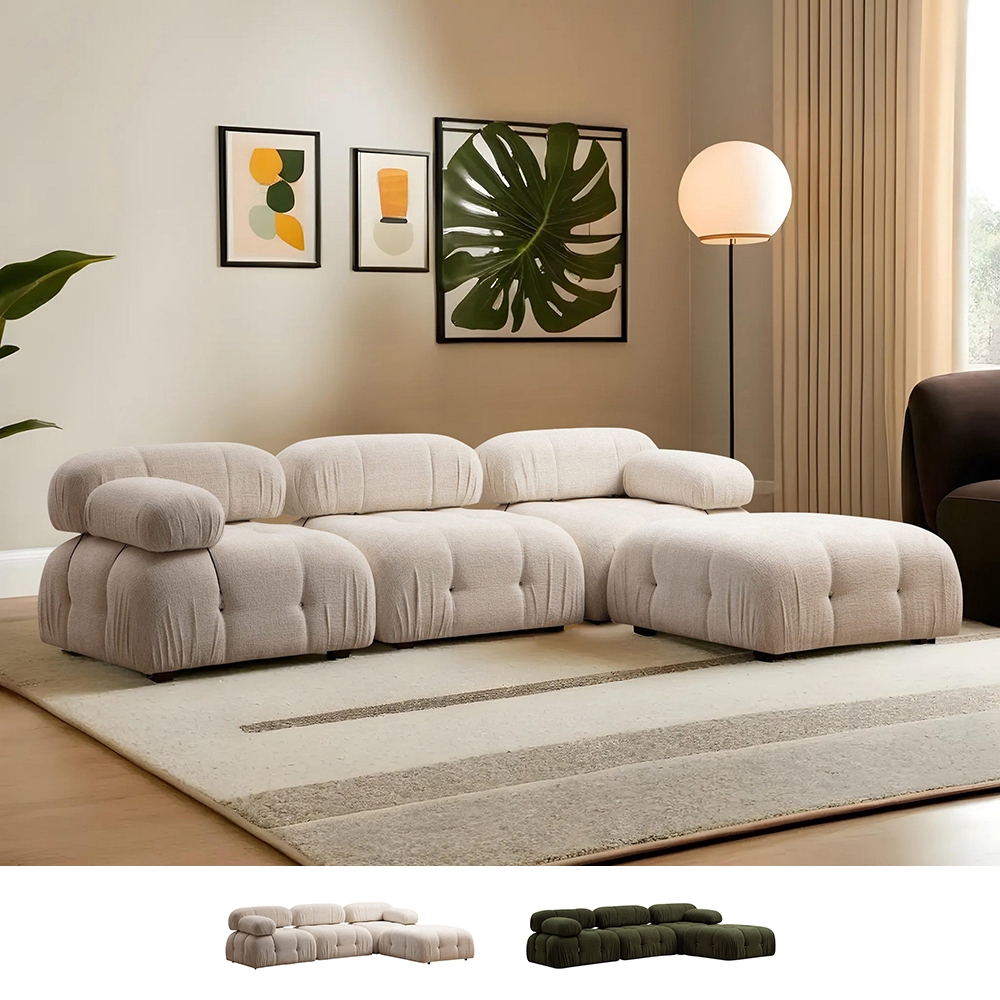 Canapé modulaire 4 places avec repose-pieds en tissu Bubble 3SP Promotion Canapé modulaire 4 places avec repose-pieds en tissu Bubble 3SP Promotion