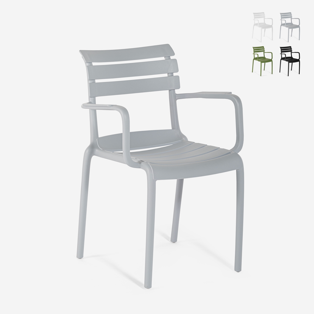 Chaise d'extérieur en polypropylène avec accoudoirs bar cuisine Satin Promotion Chaise d'extérieur en polypropylène avec accoudoirs bar cuisine Satin Promotion