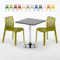 Tavolino Quadrato Nero 70x70 cm con 2 Sedie Colorate Gruvyer Mojito Promozione