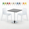 Tavolino Quadrato Nero 70x70 cm con 2 Sedie Colorate Gruvyer Mojito Offerta