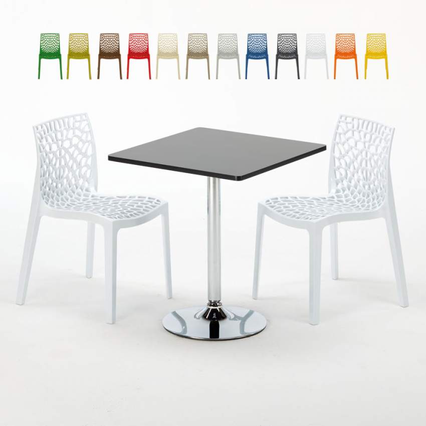 Schwarz Quadratisch Tisch und 2 Stühle Farbiges Polypropylen-Innenmastenset Grand Soleil Gruvyer Mojito Angebot