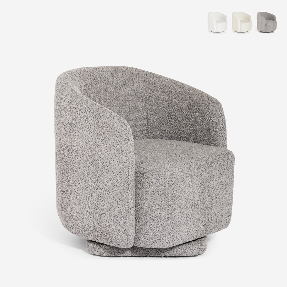 Sessel modern Stoff Bouclè Wohnzimmer drehbar Orav Aktion Sessel modern Stoff Bouclè Wohnzimmer drehbar Orav Aktion