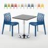 Table Carrée Noire 70x70cm Avec 2 Chaises Colorées Grand Soleil Set Intérieur Bar Café Gruvyer Mojito Remises