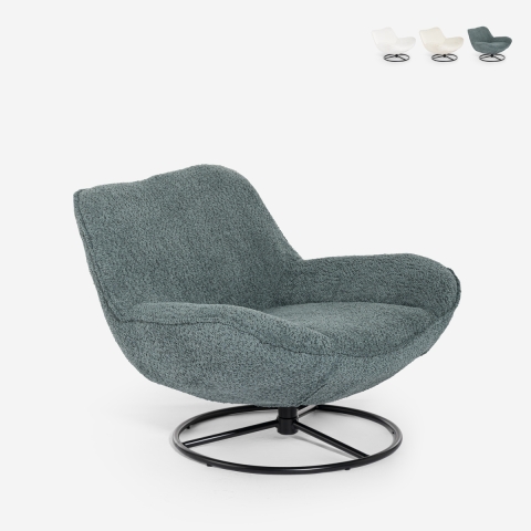 Poltrona da salotto ufficio moderna girevole in tessuto bouclé Konn Promozione