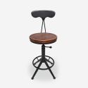 Sgabello girevole regolabile vintage industriale con schienale Crewi Back Vendita
