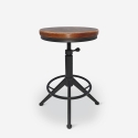 Sgabello industriale vintage regolabile a vite in metallo nero Crewi Promozione