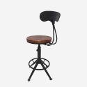 Sgabello girevole regolabile vintage industriale con schienale Crewi Back Saldi