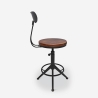 Sgabello girevole regolabile vintage industriale con schienale Crewi Back Offerta