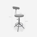 Sgabello girevole regolabile vintage industriale con schienale Crewi Back Sconti