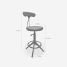 Sgabello girevole regolabile vintage industriale con schienale Crewi Back Sconti