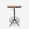 Tavolino alto vintage industriale rotondo regolabile per bar cucina Girus Promozione