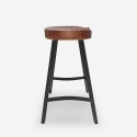 Sgabello industriale in legno e metallo vintage per penisola cucina Lumax Offerta