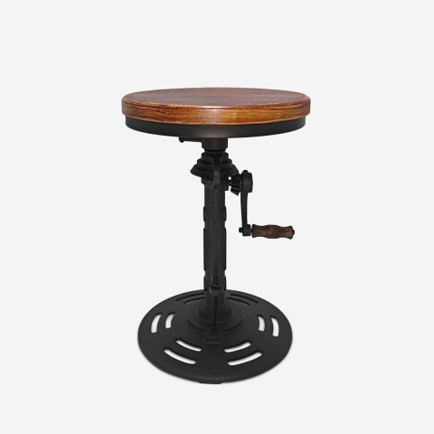 Sgabello vintage da bar industriale regolabile con manovella Zunor Promozione