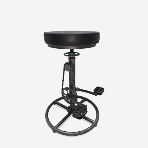 Sgabello da bar pub stile industriale in similpelle con pedali Glint Promozione