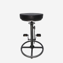 Sgabello da bar pub stile industriale in similpelle con pedali Glint Vendita
