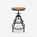 Sgabello regolabile a vite in legno e metallo vintage industriale Vont Promozione