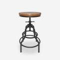 Sgabello regolabile a vite in legno e metallo vintage industriale Vont Promozione