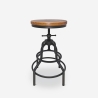 Tabouret réglable vis en bois et métal vintage industriel Vont Promotion