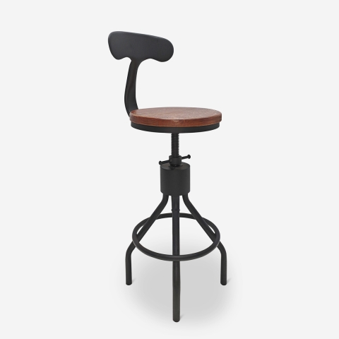 Sgabello vintage industriale regolabile da bar cucina con schienale Junt Promozione
