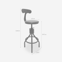Sgabello vintage industriale regolabile da bar cucina con schienale Junt Saldi