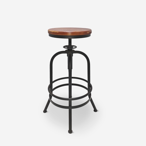 Sgabello da bar vintage industriale regolabile con poggiapiedi Klom Promozione