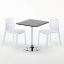 Schwarz Quadratisch Tisch und 2 Stühle Farbiges Polypropylen-Innenmastenset Grand Soleil Gruvyer Mojito 