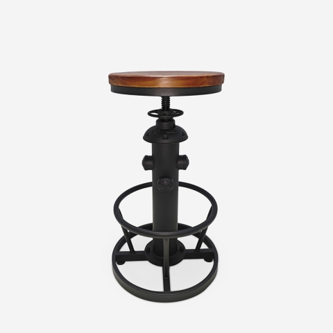 Sgabello vintage industriale da bar regolabile con poggiapiedi Ziblo Promozione