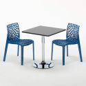 Table Carrée Noire 70x70cm Avec 2 Chaises Colorées Grand Soleil Set Intérieur Bar Café Gruvyer Mojito 