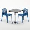 Table Carrée Noire 70x70cm Avec 2 Chaises Colorées Grand Soleil Set Intérieur Bar Café Gruvyer Mojito 