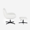 Poltrona girevole ergonomica da salotto in bouclé con poggiapiedi Janes Acquisto