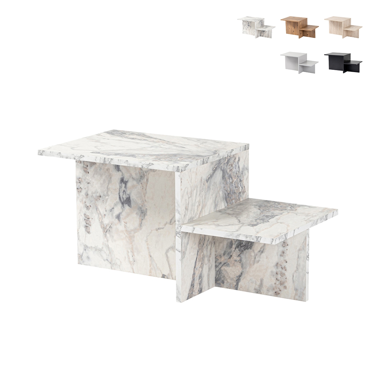 Table basse asymétrique design moderne avec 2 étagères Harmony Promotion Table basse asymétrique design moderne avec 2 étagères Harmony Promotion
