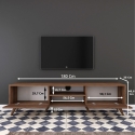 Meuble TV avec 2 portes abattantes et 2 étagères en bois couleur noyer Walnut Prix