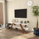 Mobile TV soggiorno di design 120cm bianco e legno con 2 ripiani Basic Vendita