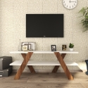 Mobile TV soggiorno di design 120cm bianco e legno con 2 ripiani Basic Offerta